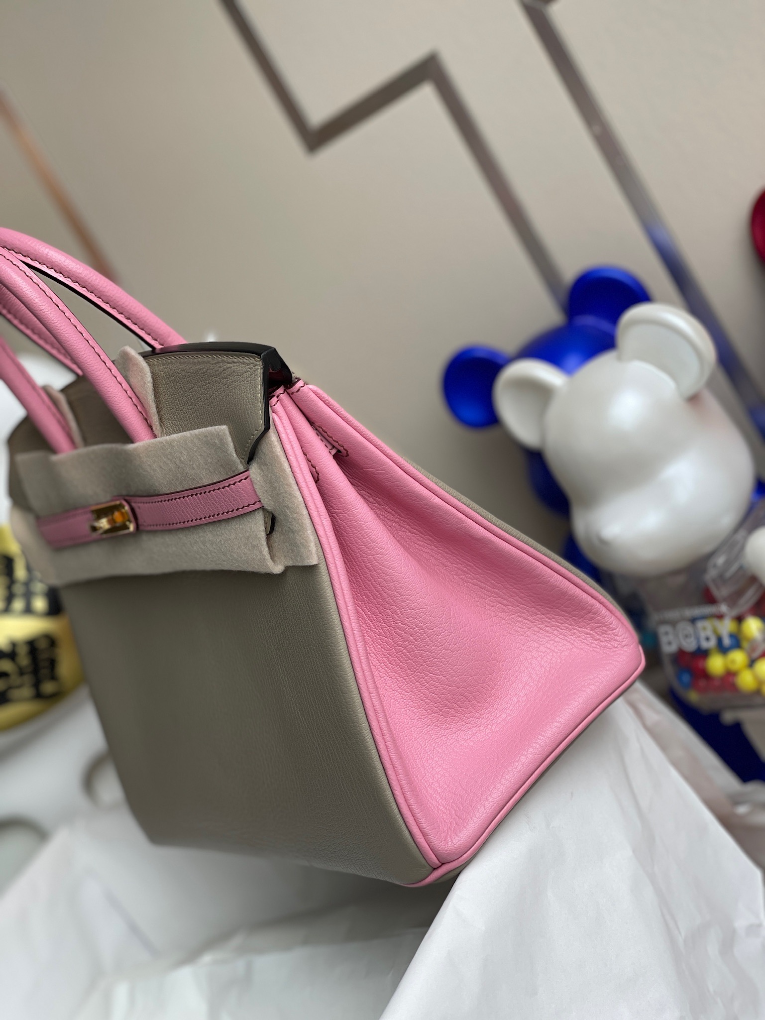 에르메스 버킨백25 에토프 핑크 금장 염소가죽